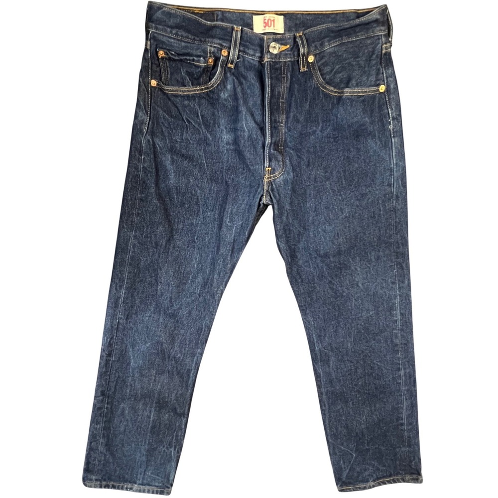 Levi's 501 Jeans 33x31 Blue Straight Leg Button Fly Dark‎ Wash Denim 100% Cotton